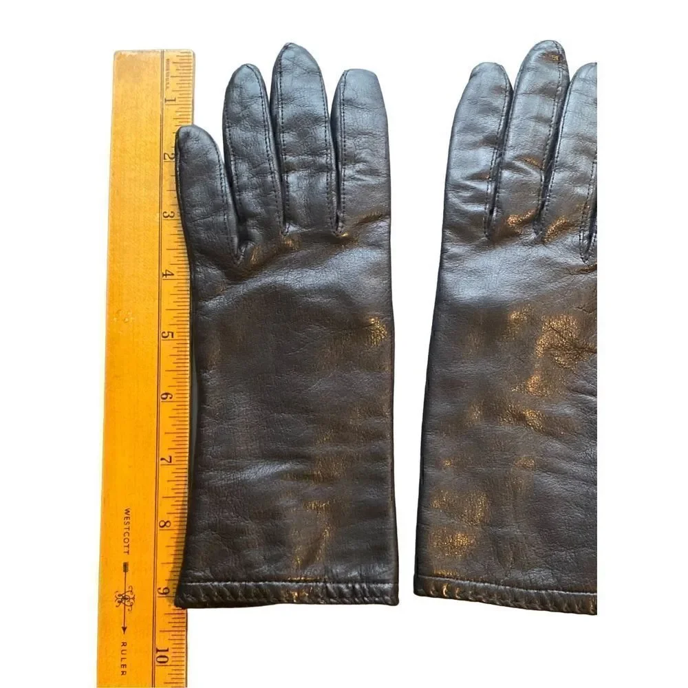 Black leather women’s gloves acrylic lining size small